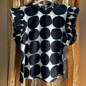 Jodifl Abstract Dot Cap Sleeve Top Womens Size Large